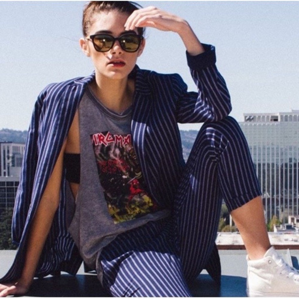 LUCCA COUTURE x WILDFANG THE WOOD PINSTRIPE PANTS Ankle Women Medium Linen